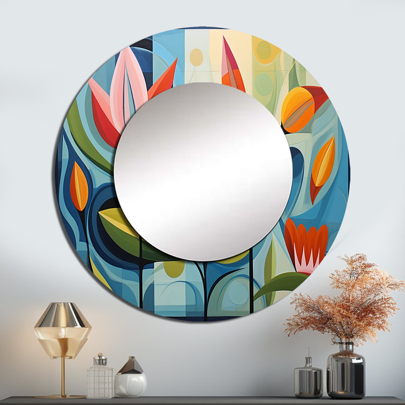 Miroir mural vert Mid Century, 29 po x 29 po