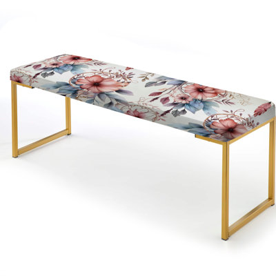 Banc floral rembourré or