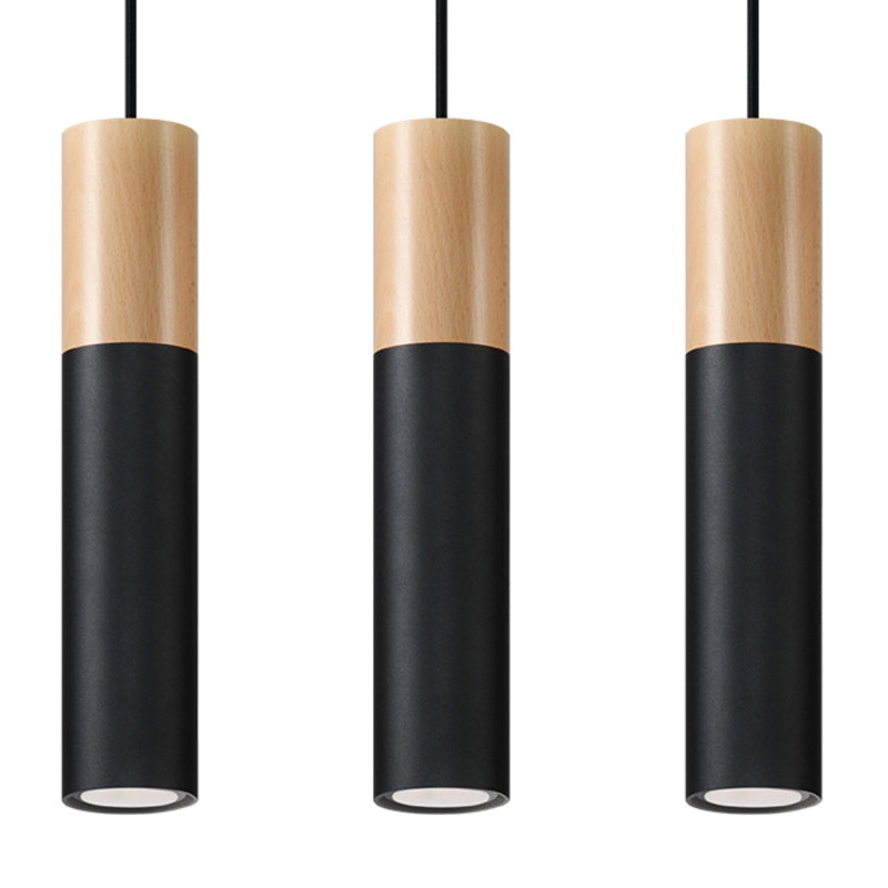 Driskell 3 - Light Kitchen Island;Cylinder;Cluster Pendant, Black