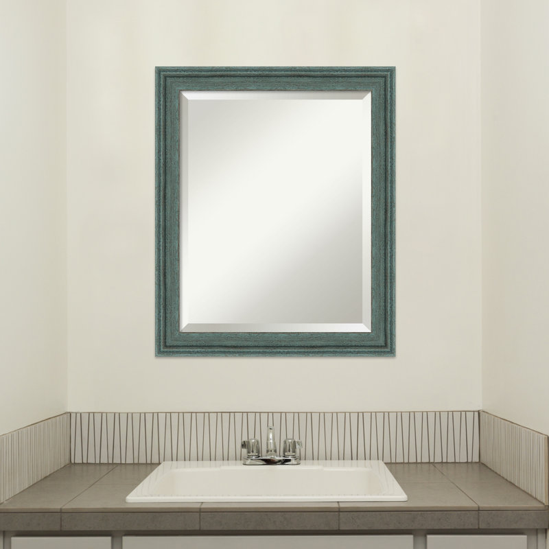 Hauck Solid Wood Frame Rectangle Mirror, 23.5" x 19.5", Blue