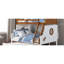 Lit superposé simple au-dessus d'un lit double de style moderne moderne avec des rails en échelle attachés et une structure de joint verrouillable pour la sécurité.-131522367