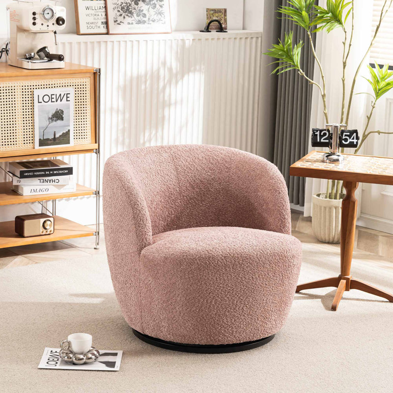 Fauteuil demi-tonneau Hadriel, Rose rosé Boucle