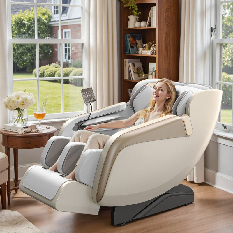 2026 Bugati 3D Full Body Massage Chair With Air Bags, Foot Massage, Heat Therapy, Shiatsu Recliner, LCD Screen&Voice Control, Bluetooth Music