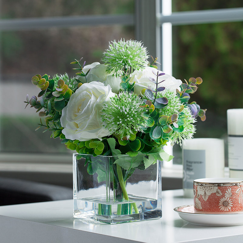 Faux Silk Roses Arrangement in Vase