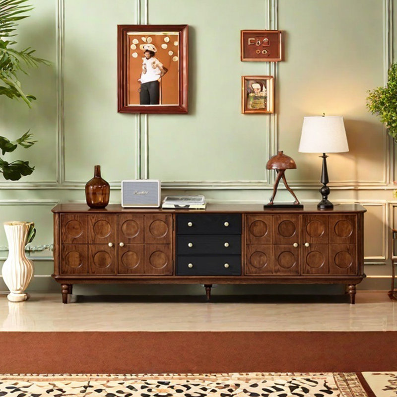 Meuble télé en bois massif rétro de style français, 94.48"