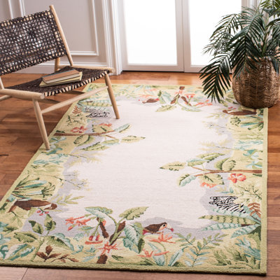 Hogle Hand Hooked Wool Floral Rug