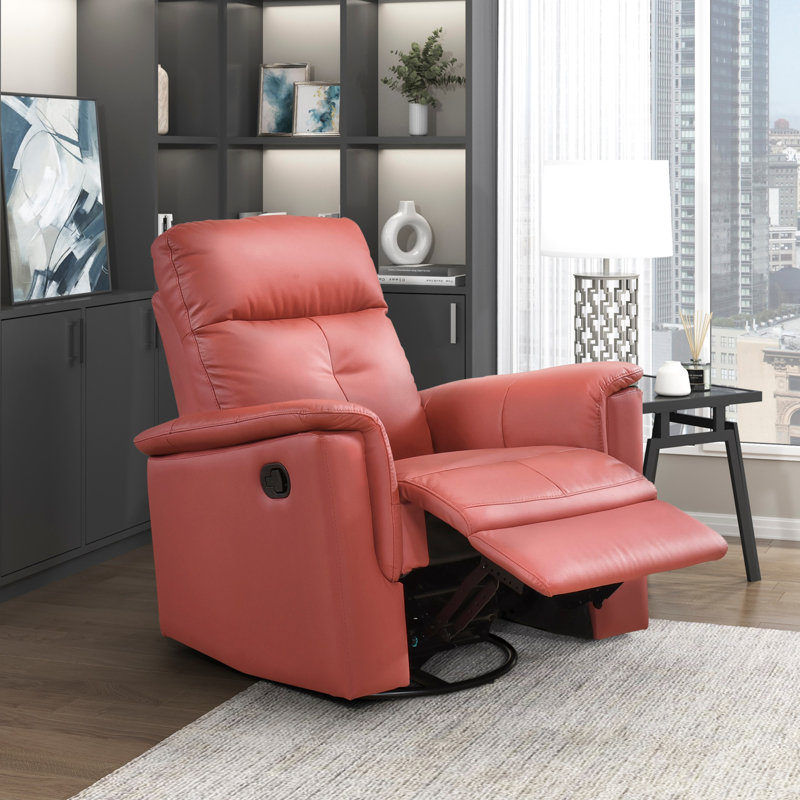 Fauteuil inclinable et pivotant en cuir, Rouge
