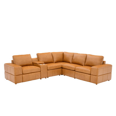 Thampstra Leather Match Reclining Modular Sectional