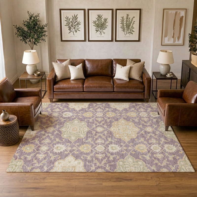 Tapis Chantille ACN3077 Global, lavable à la machine, intérieur/extérieur, Purple, 8' x 10'