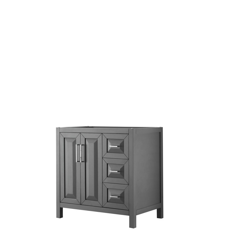 Daria 36'' Dark Gray Bathroom Vanity with Stone Top and Mirror