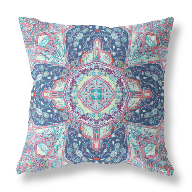 Insert de coussin géométrique réversible, Bleu pâle / rose