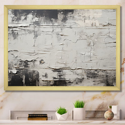 Abstract Grey Lunar Surface III - Tachisme Framed Canvas Print