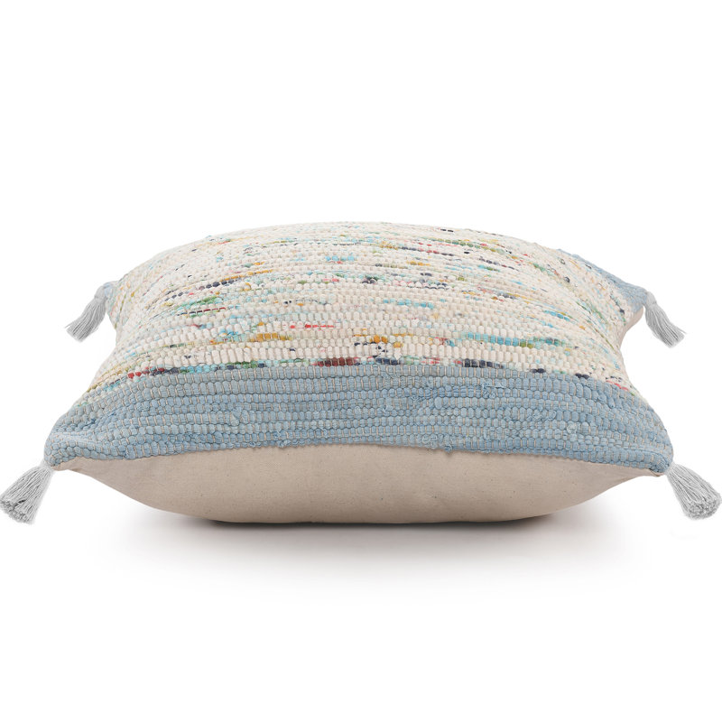 Colorful Abstract Cotton Throw Pillow Cover, Light Blue/Beige, Pillow Cover Only - No Insert