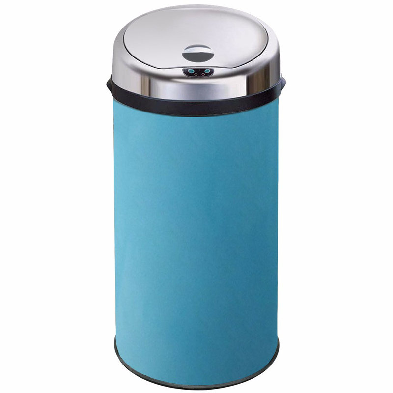 Ladson Steel Motion Sensor Kitchen Trash Can, 42L, Blue