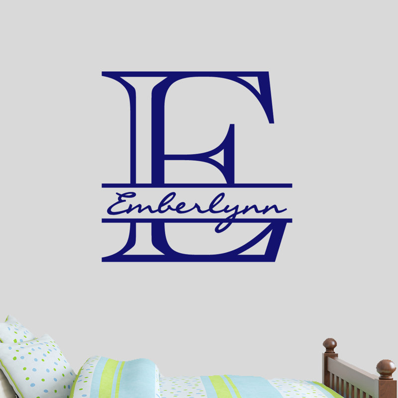 Décalcomanie murale personnalisée avec nom de monogramme, Bleu marine, Oui