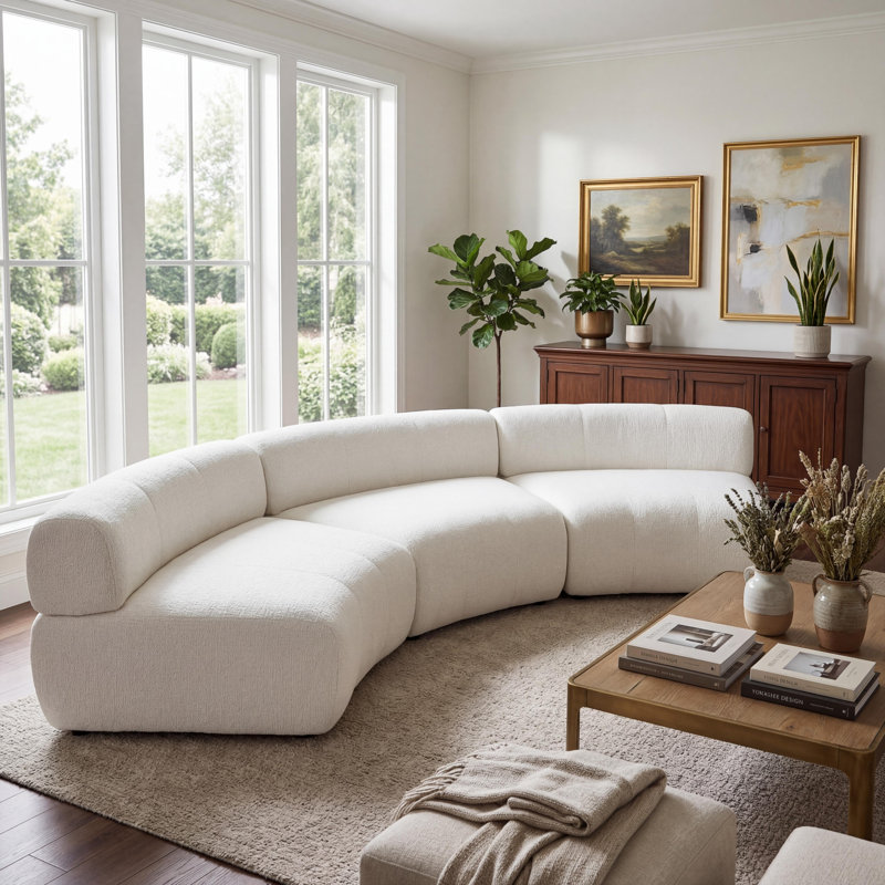 Canapé modulaire courbé 118,5 po Arcelle, Beige
