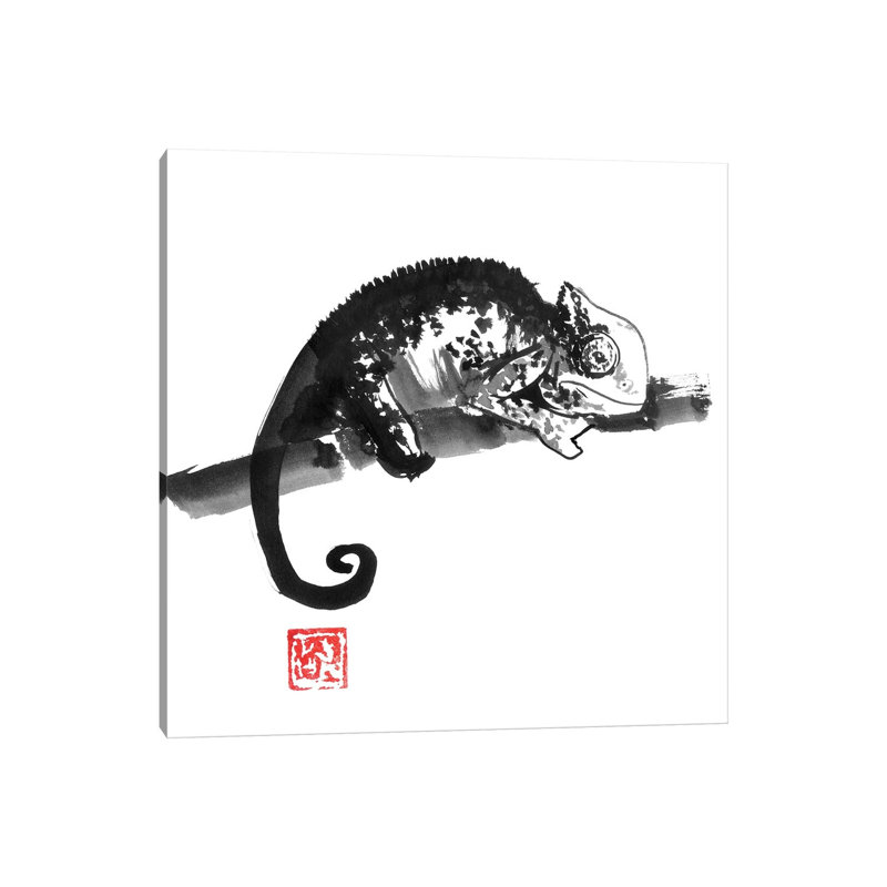 Chameleon by Péchane - Painting on Canvas, Wrapped Canvas, 45.72 cm H x 45.72 cm W x 3.175 cm D