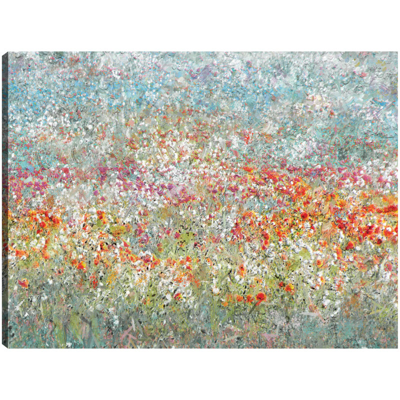 «Flower Field» par Studio Arts, reproduction d'art sur toile, Toile tendue, H 18 po x l 24 po, Sans cadre