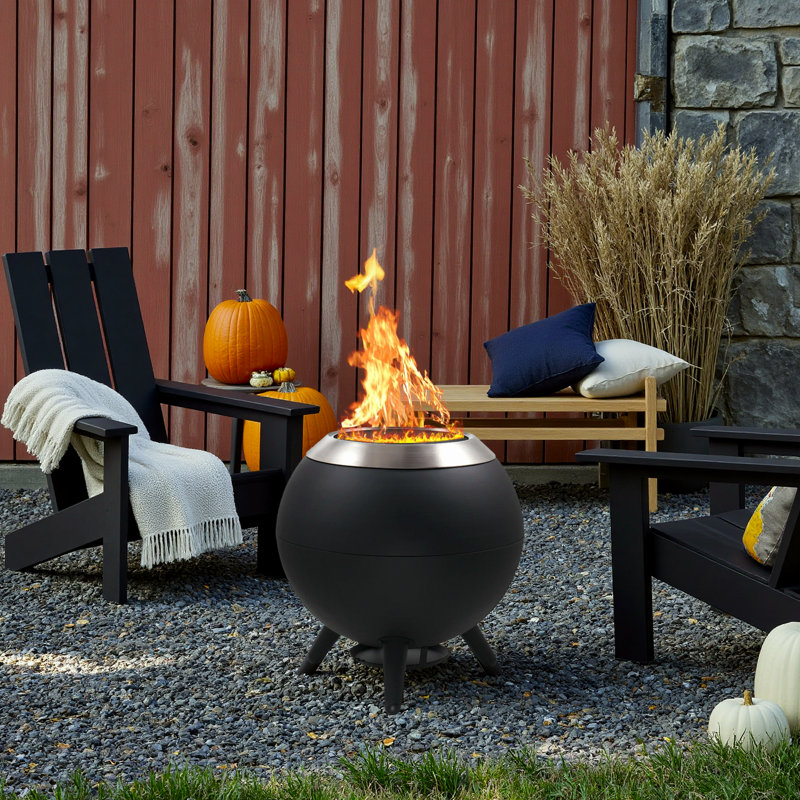 20" Smokeless Black Oval  Fire pit, Wood Burning Stainless Steel Outdoor Fire Pit , 15" H x 20.5" W x 20.5" D