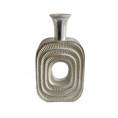 Vase décoratif Peny, 56 cm, col étroit, base en résine argentée