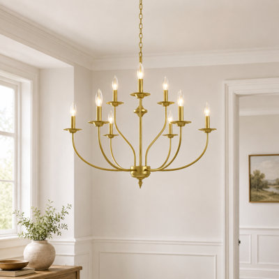 Lustre 9 lumières façon bougie en métal