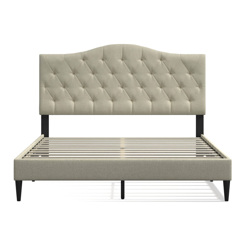 Saltford Upholstered Platform Bed, Queen, Beige