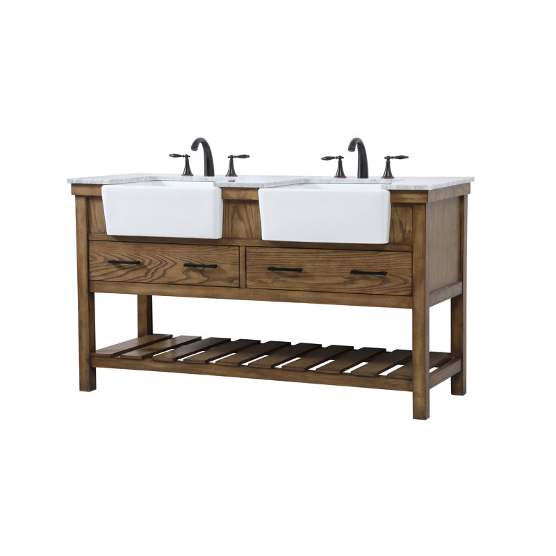 Ensemble de meuble-lavabo double 60 po Pelaghia, Bois flotté