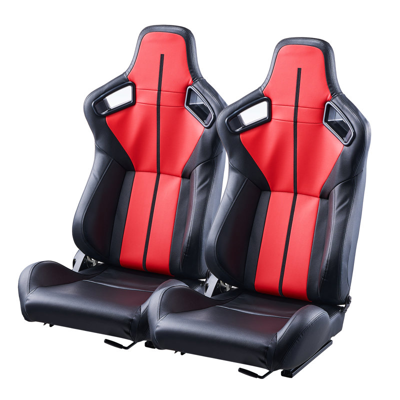 Ensemble de 2 sièges de course réglables avec cuir PVC et glissière Q235B