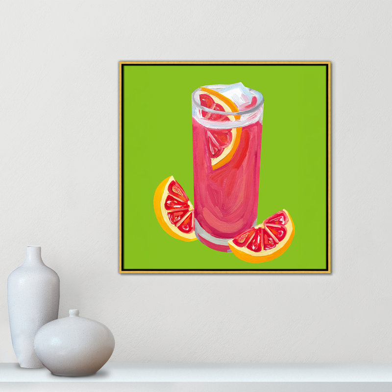 Grapefruit Paloma Pistachio - reproduction carrée par Straker, 31.5' W x 31.5' H, Flotteur doré