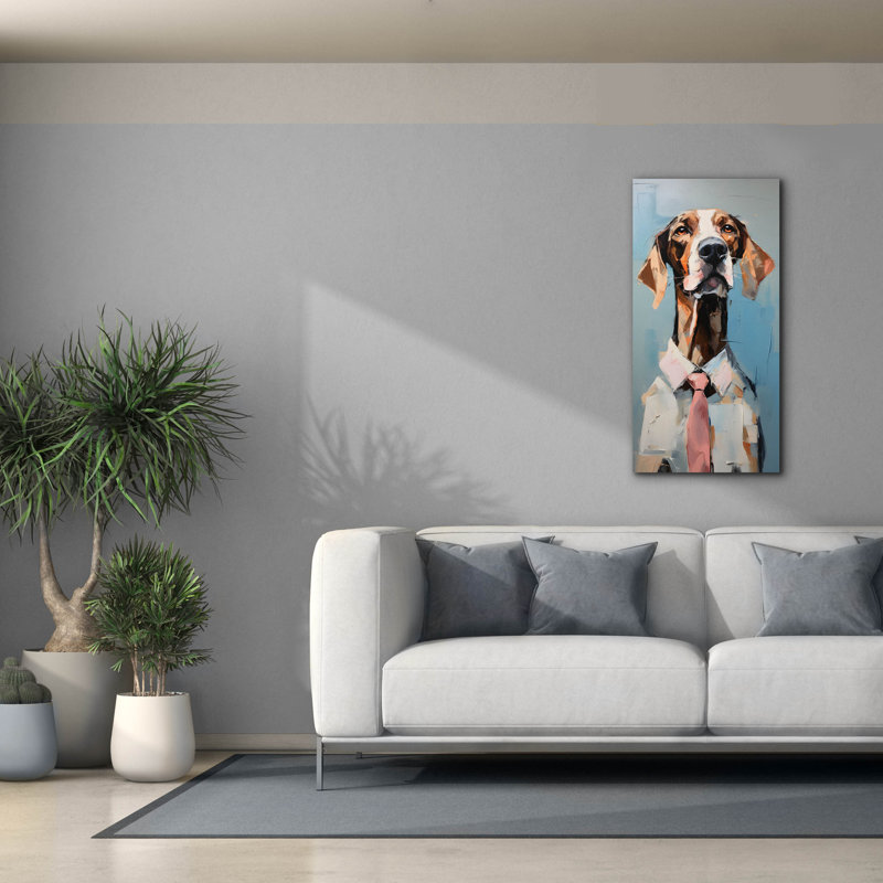 «Hound Chemise et cravate 1» par Sean Parnell, art mural sur toile, H 40 po x l 20 po