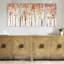 Art texturé sur toile texturée - Forêt d'automne, 3, décoration intérieure, texture peinte à la main, 27 po x 27 po au centre et 13,5 po x 27 po sur les côtés, rouge lustré, toile, gel 3 pièces, article de décoration, fait à la main
