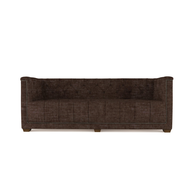 Velvet Sofa, Chocolate Genuine Leather, 84"