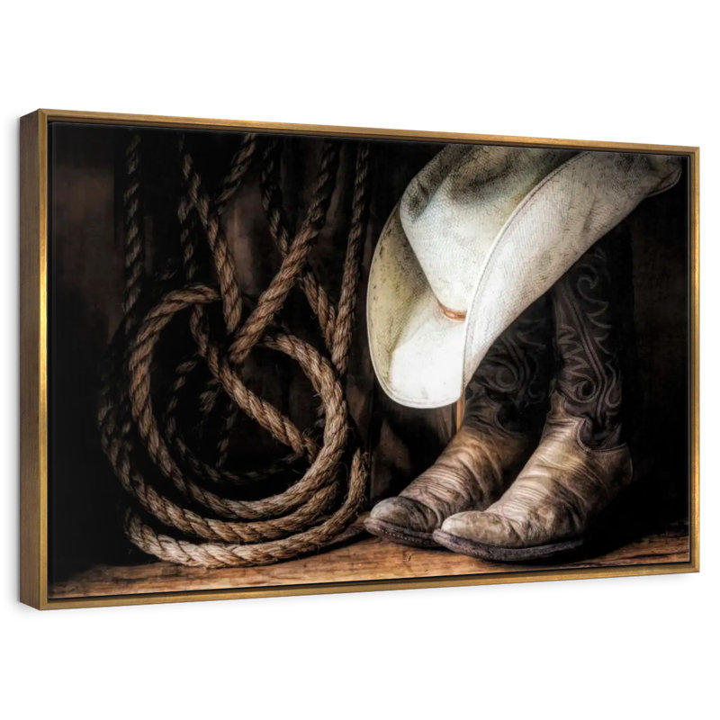 Ensemble Cowboy, Cadre flottant doré, 31 po x 21 po