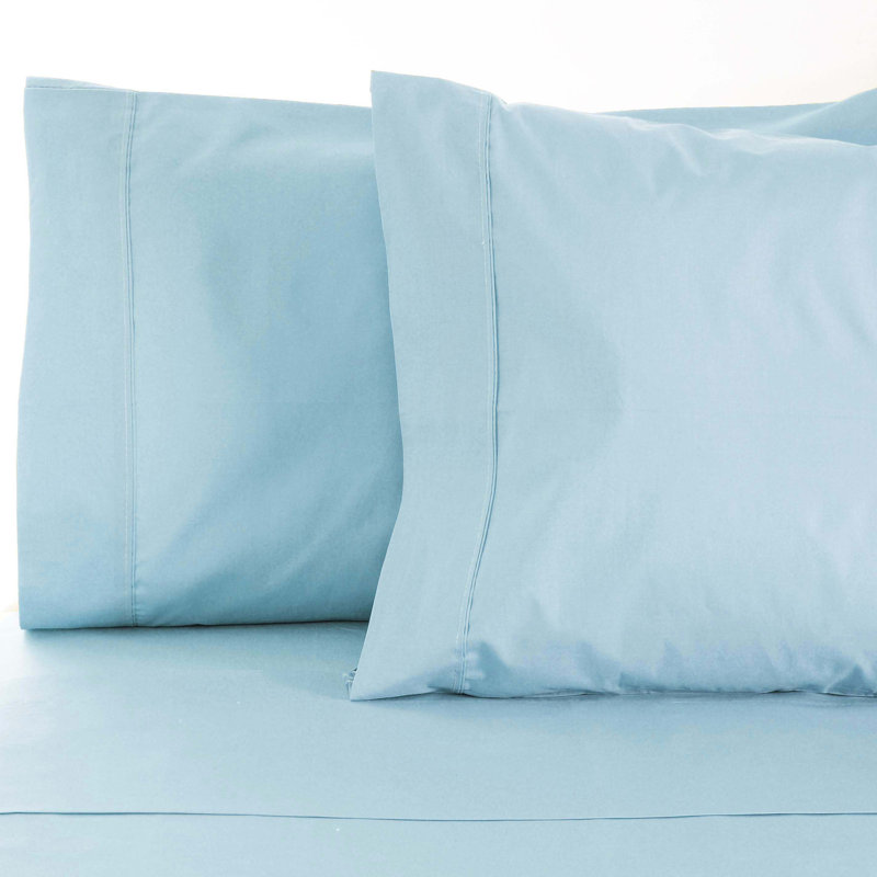 Edmont Certified Egyptian Cotton 530 Thread Count Solid Pillowcase, King, Light Blue