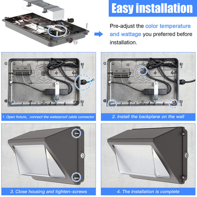 Outdoor Garden LED Wall Pack Lighting Fixture 80W/60W/48W CCT TUNABLE 3000K/4000K/5000K Dusk to Dawn 10400LM 350W HPS/HID Equivalent
