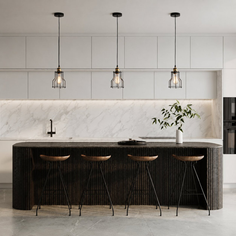 Brough Industrial 1 Light Black Cage Pendant