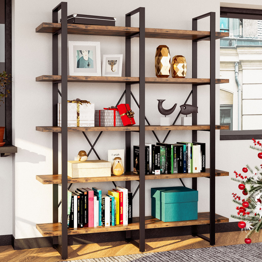 Wynot 70 H x 53.1 W Bookcase Double Wide 5 Tiers 17 Stories 