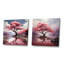 «Pink Cherry Tree Blossoms In River I», ensemble de 2 reproductions d'art sur toile-485180598-485180595