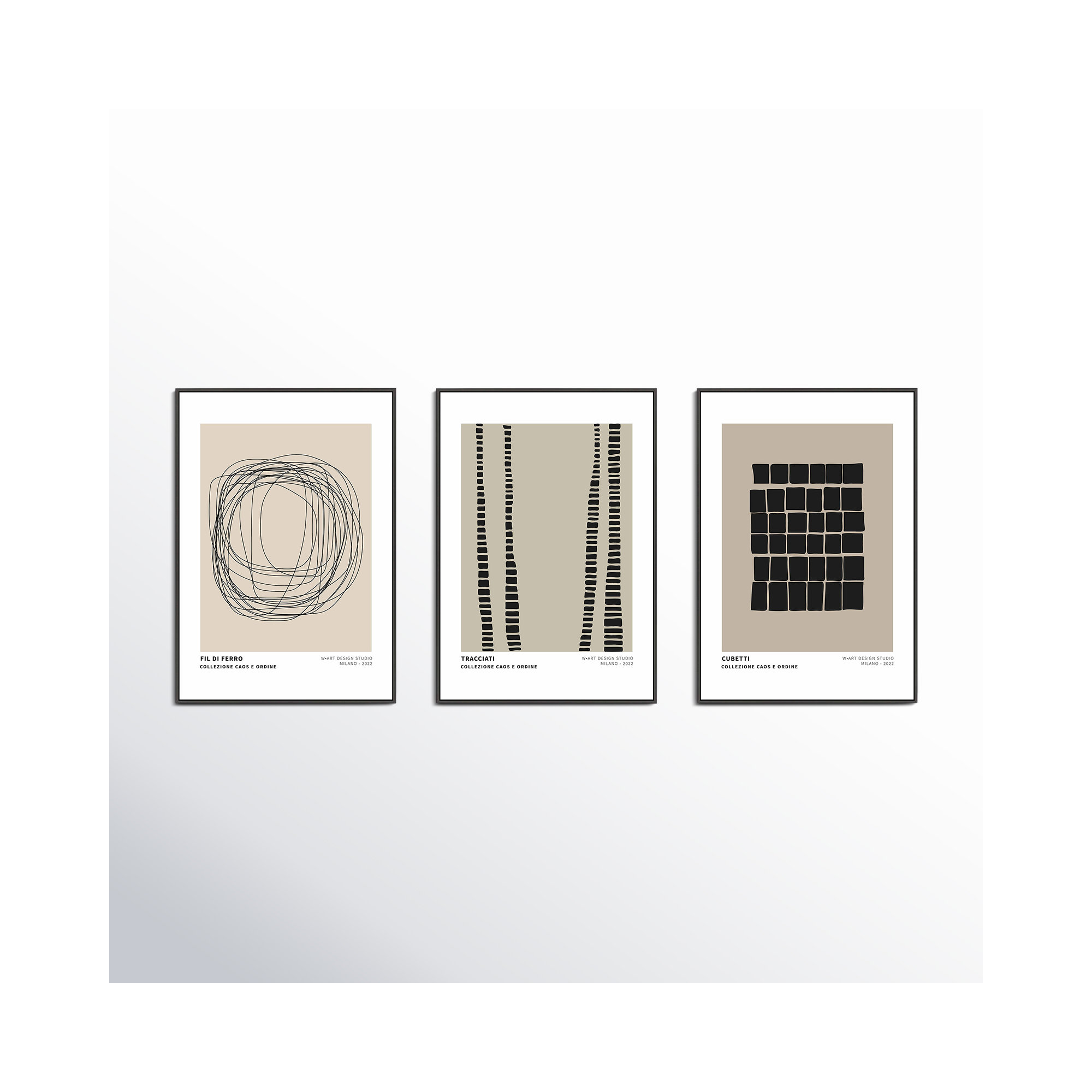 Caos E Ordine 2, Black Framed Canvas, 25" H x 52.5" W x 1.25" D