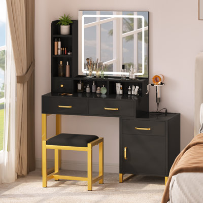 Meuble-lavabo à ampoule DEL avec tabouret