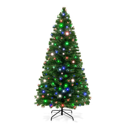 Sapin de Noël vert en cachemire avec lumières à fibre optique