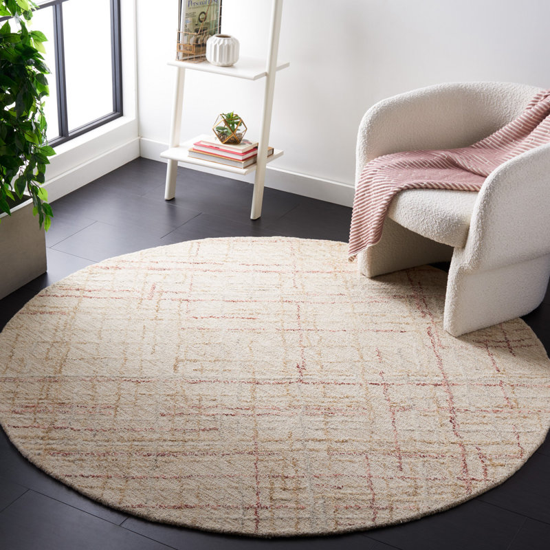 Menendez Hand Woven Abstract Area Rug, Round 6'