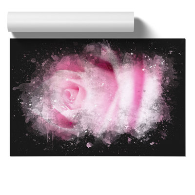 Pink Rose Flower Paint Splash - Frameless Print