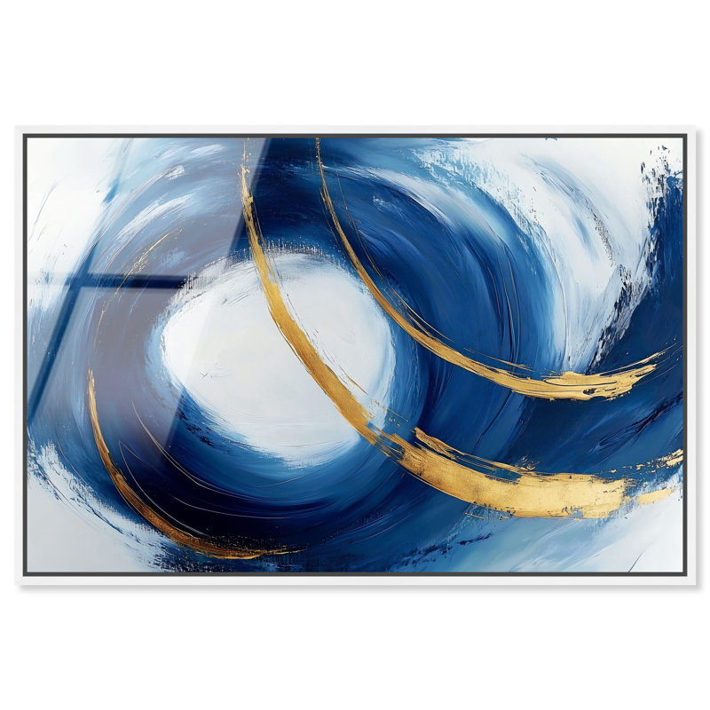 «Azure Azure», art mural bleu et doré par Art Remedy, impression acrylique encadrée 24 x 16, H 17 po x l 25 po