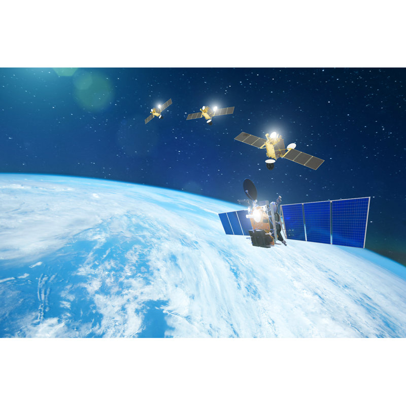 Satellites dans l'espace sur toile par Aapsky, H 8 po x l 12 po x P 1,25 po
