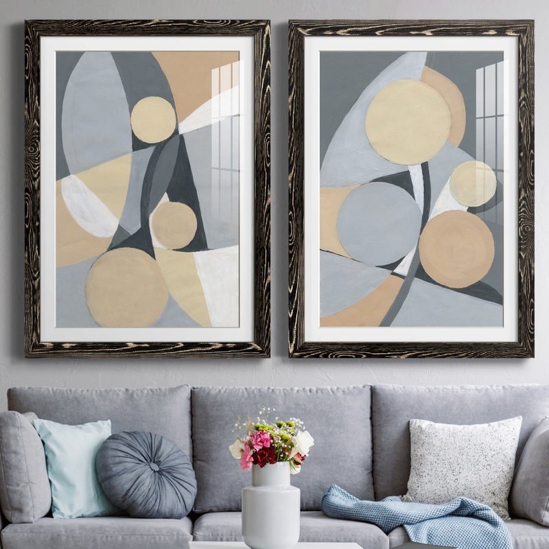 " Millenium I " 2 - Pieces, 32" H x 23" W x 1" D, White, Black Paper