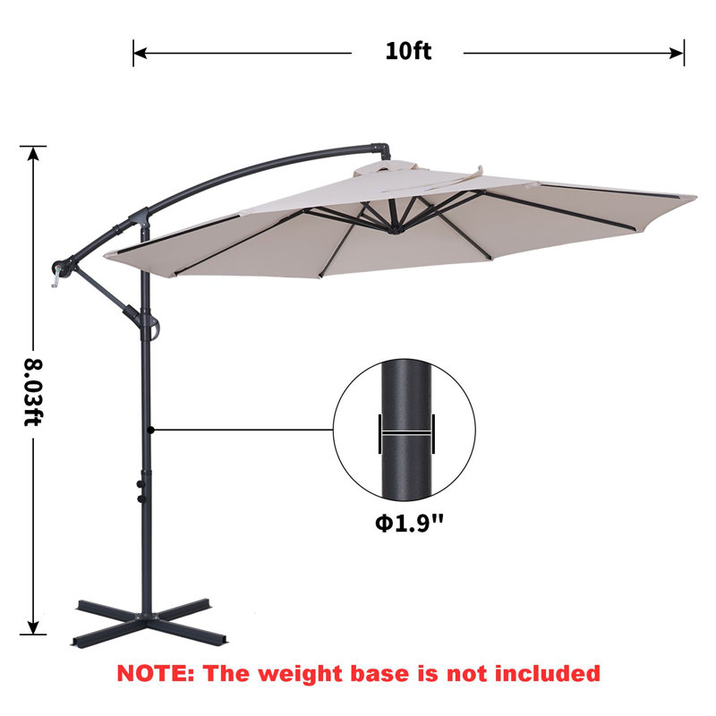 Parasol en porte-à-faux rond 120 "Atanase, Beige