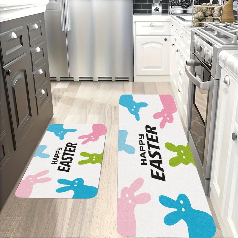 Joyeux lapin de Pâques, 2 tapis de cuisine antidérapants