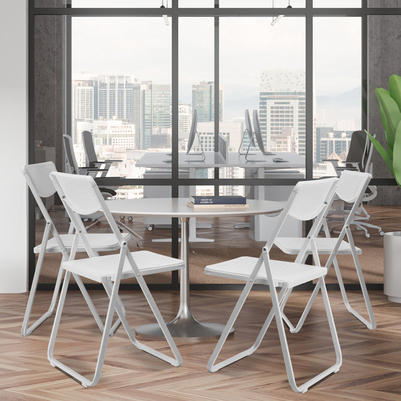 Chaises pliantes en plastique à motif ajouré, Blanc