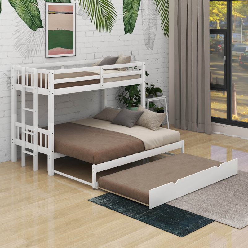 Twin Over Pull-Out Bunk Bed With Trundle, White
